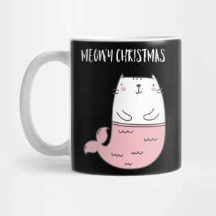 Mermaid Christmas cat Mug